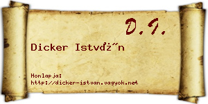 Dicker István névjegykártya